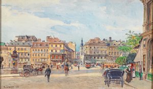 Donaukanal mit Ferdinandsbrucke und Blick in die Taborstraen Angol: A Duna -csatorna a Ferdinánd -híddal és kilátással a Taborstrassen -re